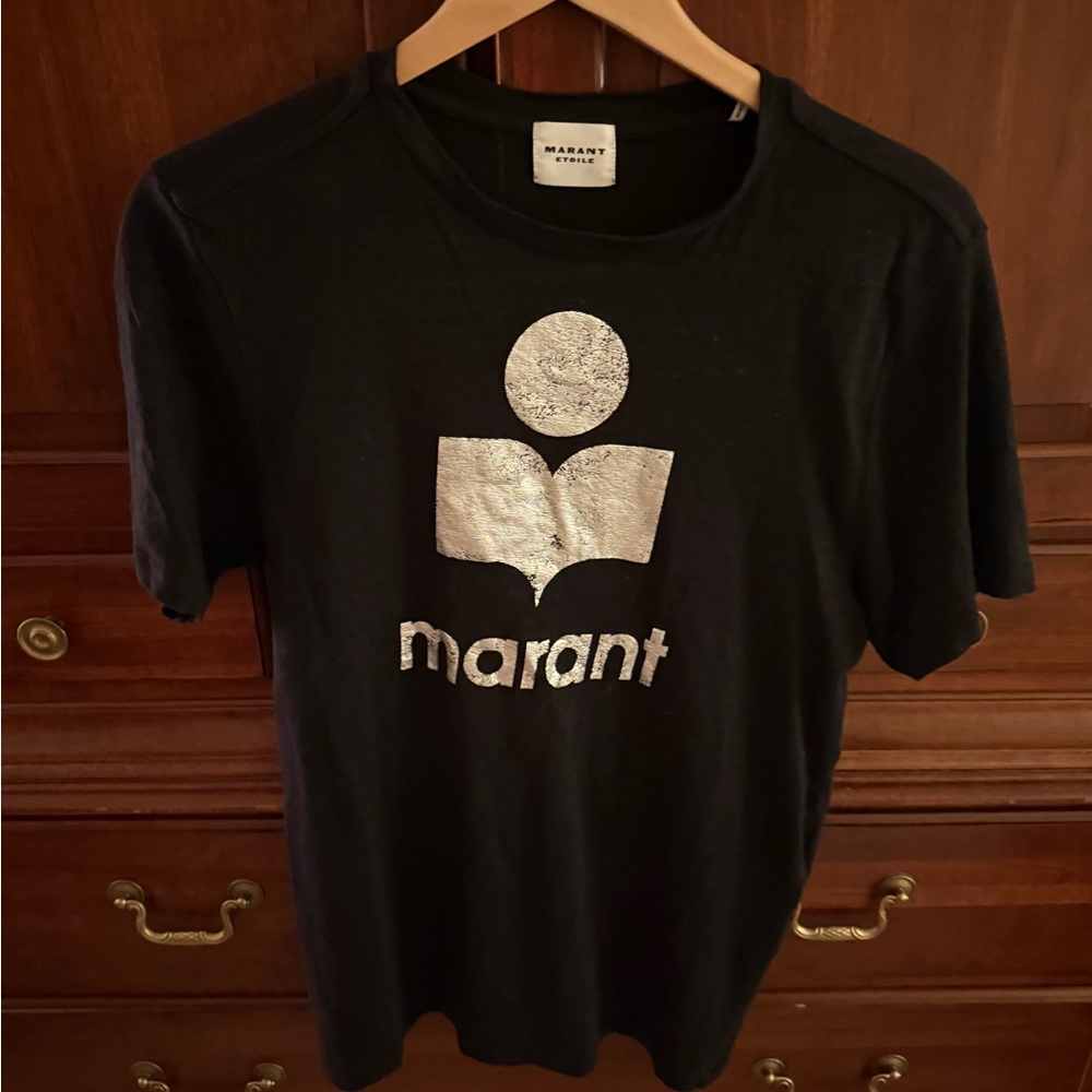 Isabel Marant Black Tee with Metallic Logo